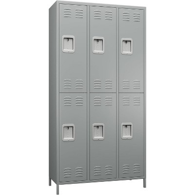 AOBABO Metal Locker for School Office Gym Bedroom,6 Doors Steel Storage Locker Cabinet for Employees,Assembly Required (6 Door-Black)