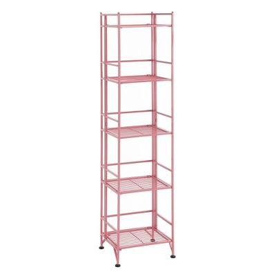 Breighton Home 57.5" Xtra Storage 5 Tier Folding Metal Shelf in Pink