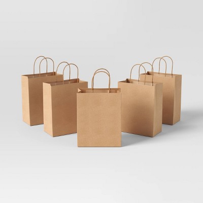 5ct Solid Brown Kraft Cub Christmas Gift Bags - Wondershop™