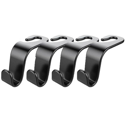 Itopfox Car Back Seat Headrest Hooks, 4 Pack Black Stylish Hanger for Handbag Clothes Coats Grocery Bags, Interior Accessories
