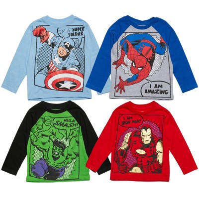 Marvel Avengers 4 Pack Raglan Long Sleeve T-Shirts Toddler