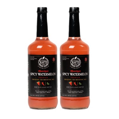 Crafted Cocktails Spicy Watermelon Mix: 2 Pack: 60 Calories, Watermelon, Habanero, Lime, Mint and Organic Agave: Craft Mojitos & Margaritas