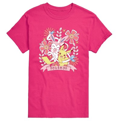 Men's - Pokémon - Valentine Florals Pikachu Sylveon Short Sleeve Graphic T-Shirt