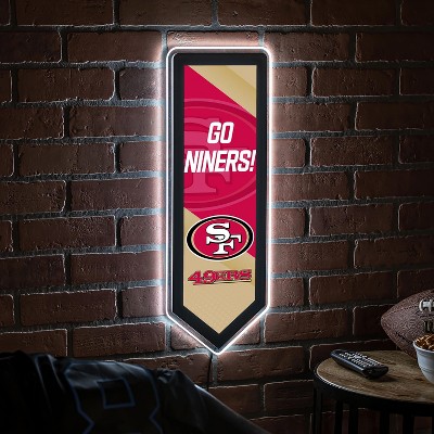 Evergreen Ultra-Thin Glazelight LED Wall Decor, Pennant, San Francisco 49ers- 9 x 23 Inches Made In USA