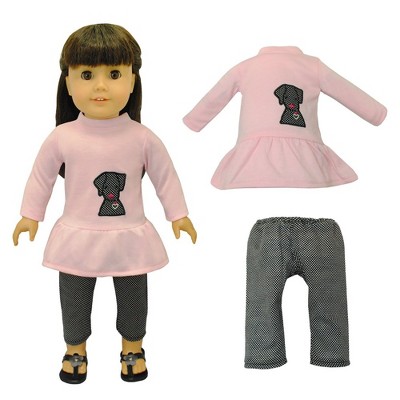 Pink Butterfly Closet Doll Clothes Cute Dog & Capris Outfit Fits American Girl & Other 18 Inch Dolls