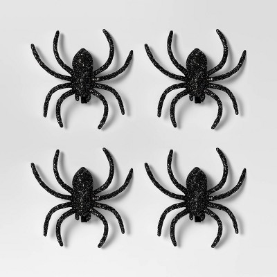 4pk Plastic Clip-on Spider Figurine Set - Hyde and EEK! Boutique™ Black