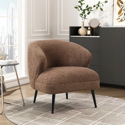 Sapphtopaz 1pc Luxury Accent Chair Boucle Upholstery Lounge Chair with High-Density Foam Seat Cushions, Living Room Chair Comfy Chair