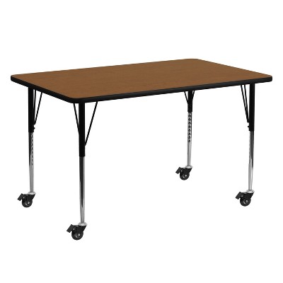 Emma and Oliver Mobile 24x60 Rectangle HP Laminate Adjustable Activity Table