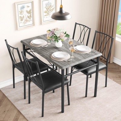5 Piece dinette Table Set with 4 Upholstered Chairs, Rectangular Dining Room Table Set of 4