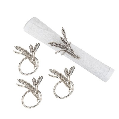 C&F Home Charcoal Wheat Napkin Rings Set of 4