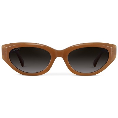 WMP Eyewear Womens Polarized Narrow Cat-Eye Sunglasses, Oval Acetate Frame, Hand-Polished