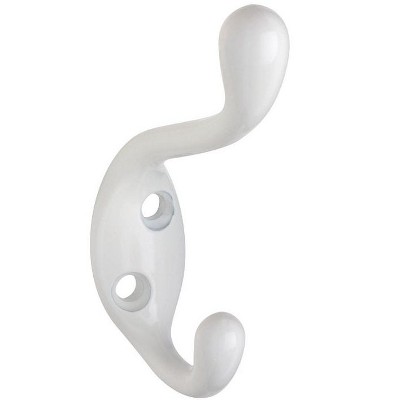 National Hardware 2.35 in. L White Zinc Heavy Duty Coat/Hat Hook 75 lb. cap. - Case of 1