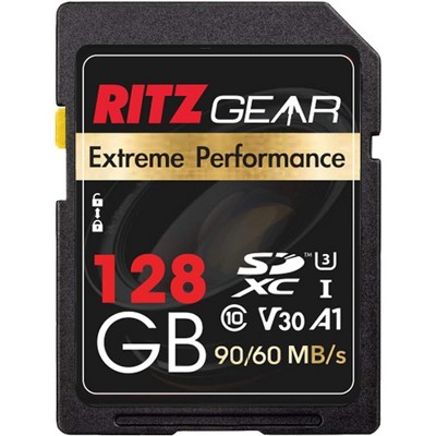 Ritz Gear High-Speed SDXC UHS-I SD Card, C10, U3, V30, Full-HD & 4K Memory Card