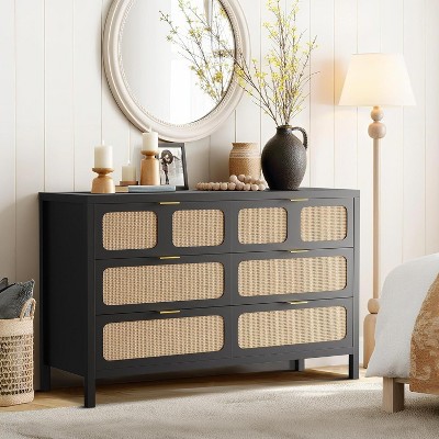 Coucheta Dresser with 6 Drawers - Farmhouse Style Wooden Chest of Drawers with Metal Handles for Bedroom & Living Room