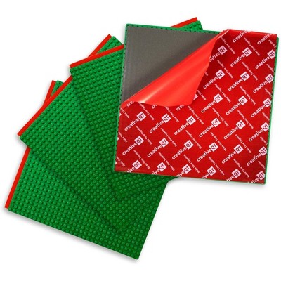 Creative QT MakerBase Peel-and-Stick Building Blocks Baseplates, 4 pack, 10”x10” Green