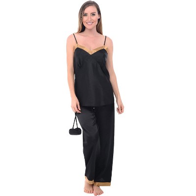ADR Women's Satin Pajamas, Cami Top Pj Set with Sleep Mask