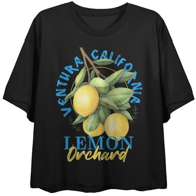 Ventura California Lemon Orchard Women's Black Cropped Tee