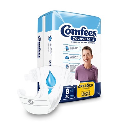 Comfees Youngsters Youth Incontinence Brief 8 Heavy Absorbency Contoured, CMF-8, 20 Ct