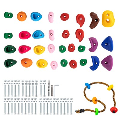 VEVOR 32 Rock Climbing Holds, Multi-Size and Colored Climbing Rocks for Kids and Adults, Rock Wall Holds