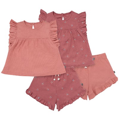 Modern Moments™ by Gerber Toddler Girls' 4-Piece Flutter Sleeve Top and Shorts Set