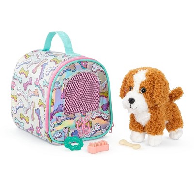 Glitter Girls Froo Froo Pup with Carrier: Stuffed Animal with 5 Pieces, Plastic & Polyester Material