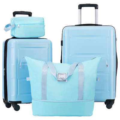 Lyngins 4-Piece Luggage Set – 20" Carry on Luggage,24" Expandable Suitcase, Travel Duffel Bag & Toiletry Bag, ABS Featherweight Build,3-Digit TSA Lock
