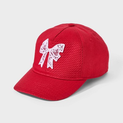 Girls' Lace Bow Baseball Hat - Red