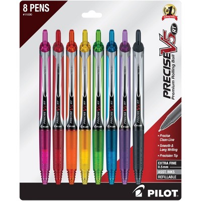 Pilot 8pk Precise V5 RT Rollerball Pens Extra Fine Point 0.5mm Assorted Ink