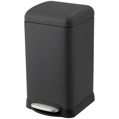 Bathroom Trash Can with Lid Soft Close, Step Pedal, 12 Liter Polished Material Garbage Can with Removable Inner Bucket