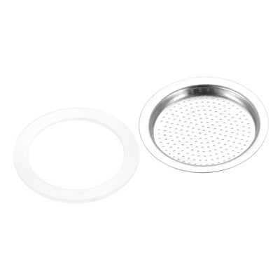 Unique Bargains Coffee Machine Replacement Mocha Pot Silicone Gasket and Stainless Steel Filter