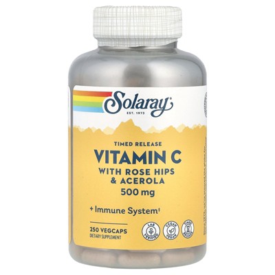 Solaray Timed Release Vitamin C with Rose Hips & Acerola, 500 mg, 250 VegCaps