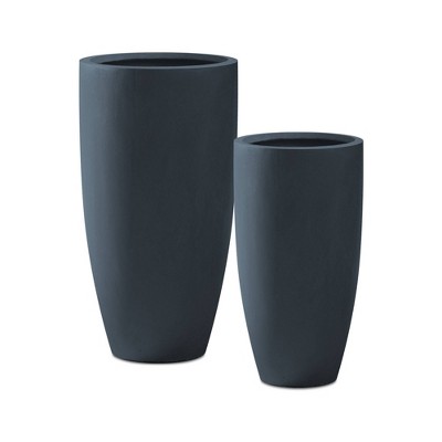 Rosemead Home & Garden 2pc Concrete Outdoor Planter Pots Black