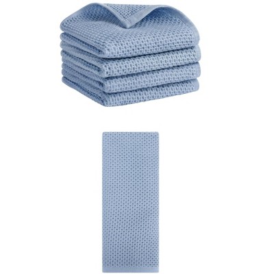 REGALWOVEN 5 Pack Soft Absorbent Waffle Cotton Bathroom Hand Towel Set 13" x 30"