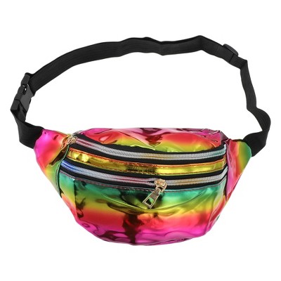 Unique Bargains Stylish Zip Reflective Holographic Sports Waist Bag Iridescent 1 Pc