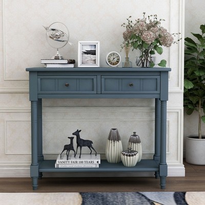 NicBex 35.43"Console Table with 2 Drawers and Open Shelf,Farmhouse Style Sofa Table Console Tables for Entryway,Hallway,Living Room