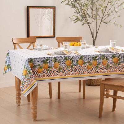 Elrene Capri Lemon Double Border Tablecloth - Elrene Home Fashions