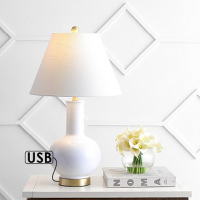 JONATHAN Y Han Ceramic/Iron Contemporary USB Charging LED Table Lamp