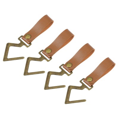 Unique Bargains PU Leather Home Camping Multipurpose S Hooks and Hangers 4 Pcs