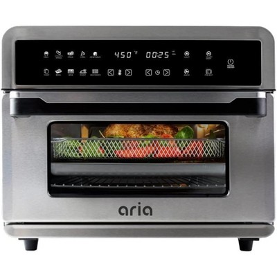 Aria 30 Qt. Large Capacity Stainless Steel Air Fryer Toaster Oven Fast Cooking with Large Touch Screen With BONUS Recipe Book Included