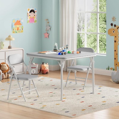 3-Piece Kids Folding Table and Chairs Set, Toddlers Children's Activity Table and Chairs Set