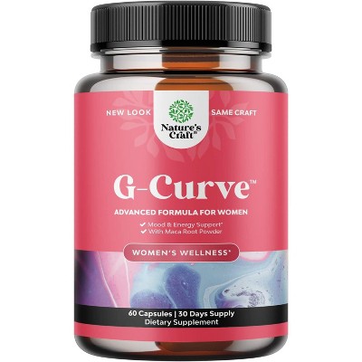 G-Curve Advanced Formula for Women, Horny Goat Weed with Maca Tribulus Terrestris for Enhanced Energy Mood & Performance, Nature's Craft, 30, 60, 90ct
