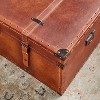 Olivia & May Rectangular Rustic Faux Leather Trunk Coffee Table Brown: Vintage-Inspired Storage Solution, No Assembly Required - 3 of 4
