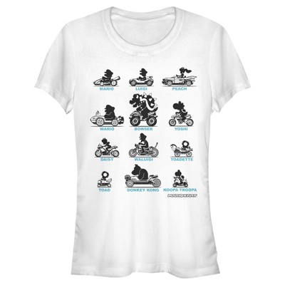 Juniors Womens Nintendo Mario Kart Silhouette Grid T-Shirt