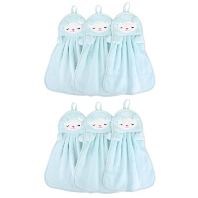 REGALWOVEN Bathroom Kitchen Cute Animal Children Hand Towels with Hanging Loop 6 Pcs