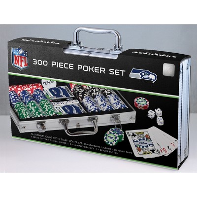 MasterPieces Casino Style 300 Piece Poker Chip Set - NFL Seattle Seahawks