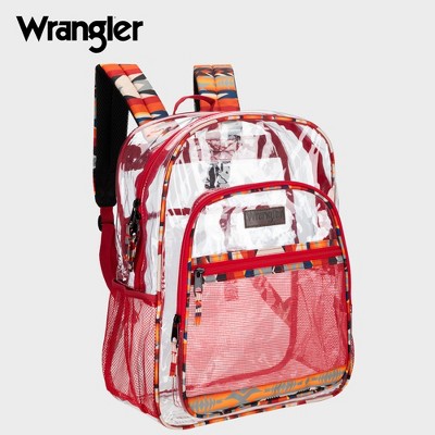 Wrangler 18.5" Dome Clear Backpacks, Water-Resistant Durable Clear Bags, See Thru Bag for Travel, Casual Use, Stadiums, Concerts