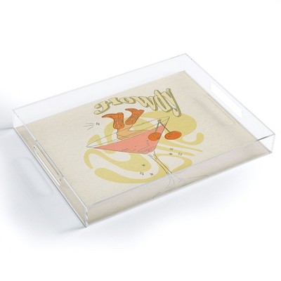 shanasart Tipsy Cowgirl Tan Acrylic Tray - Deny Designs