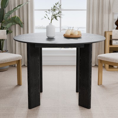 Wooakway 30"H Round Wood Dining Table Kitchen Table Conference Table with 4 Legs