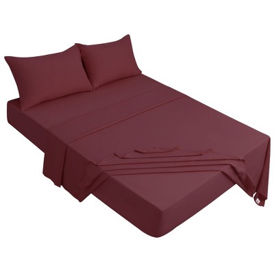 PiccoCasa 110gsm Polyester Microfiber 1 Flat Sheet 1 Fitted Sheet and 2 Pillowcases Bed Sheet Set 4 Pcs