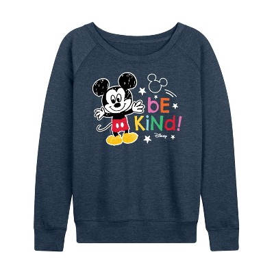 Women's - Disney - Mickey Mouse Lightweight French Terry Wide Neck Long Sleeve Graphic Shirt